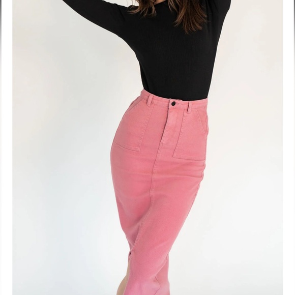 MIDI DENIM SKIRT WITH FRONT SLIT - Picture 7 of 8